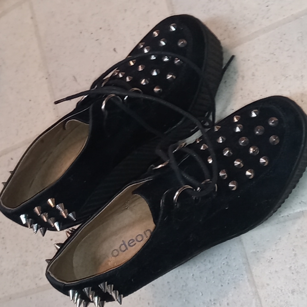 Odeon faux suede spike stud vegan shoes
